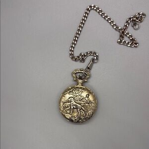 Gold Pocket Watch Pendant Necklace